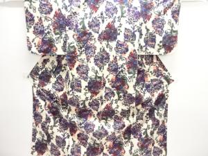 大正ロマン　花車模様織り出し銘仙着物